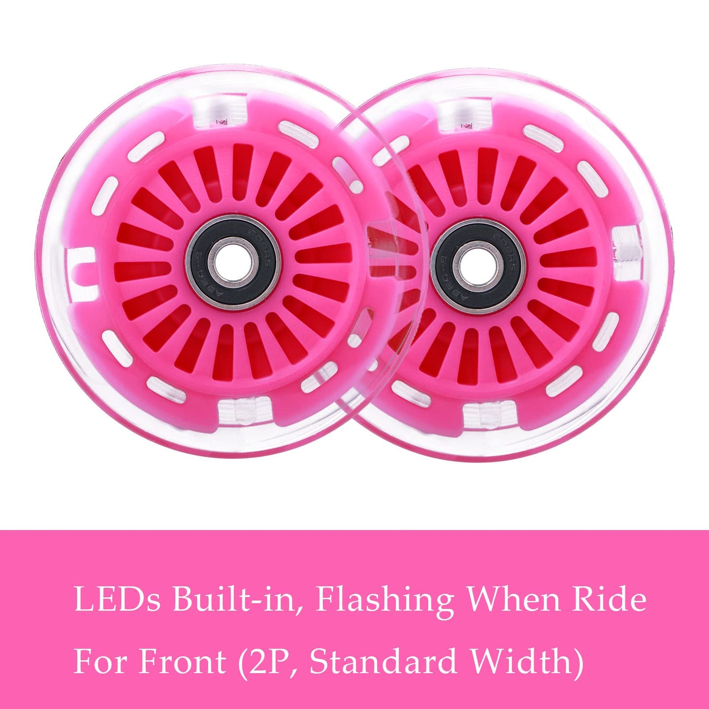 Wiggle Car Polyurethane Replacement Wheels Set (Front,2P Light Up), Swing Car Tires Pack (Rear,2P Narrower) Upgrade For Ride-On