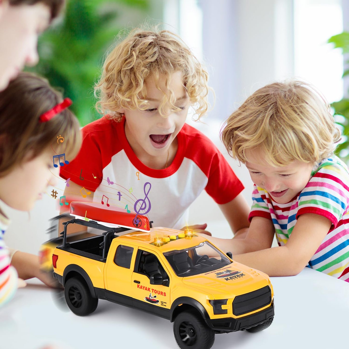 DDZOOU Big Truck Toys for Boys Ages 4-7, F150 Raptor Toy Pickup Truck with Light and Music, Perfect for Boys 8-12 Years Old.