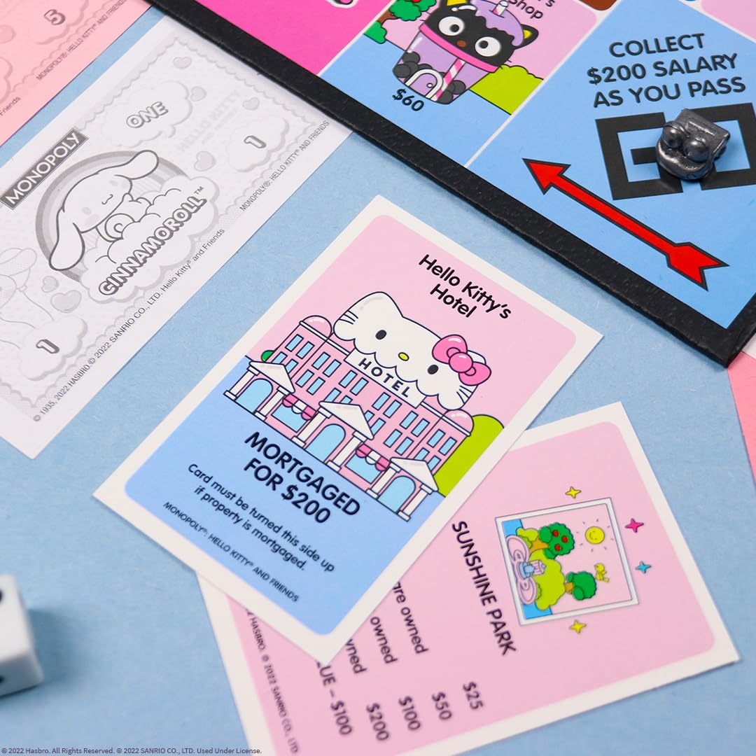 Monopoly: Hello Kitty And Friends, Buy, Sell, Trade Buildings From The Animated Series, Featuring My Melody, Badtz-Maru, Keroppi, Classic Monopoly Game, Officially-Licensed Hello Kitty Merchandise