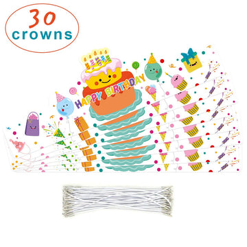 ceiba tree Happy Birthday Crowns Birthday Hats for Kids Teachers Students Classroom Party Favor 30Pcs