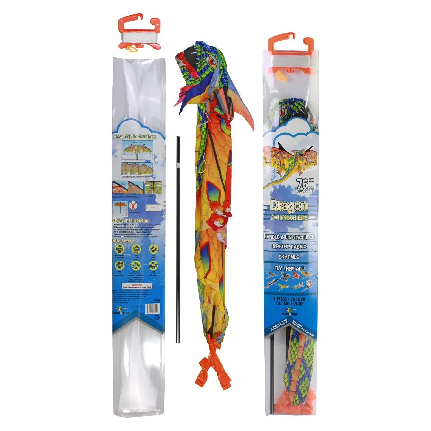 Windnsun Super Size 3D Green Dragon Nylon Kite, 76 Inches Wide