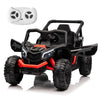 Run Fast 12v Ride on Car with Parent Remote Control Electric Ride on Toys Car for Kids 3-5 2WD 25W Motors 4 Spring Suspension Safety Belt Horn Music and LED Lights(Black 12V)