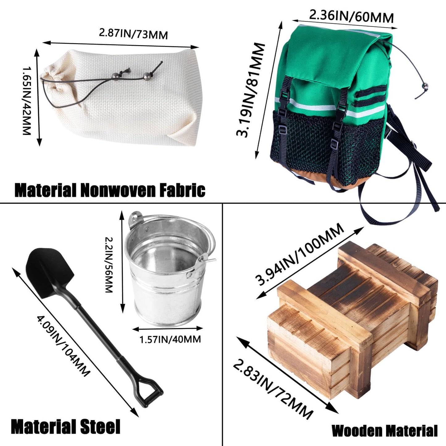 Crawler Car Decoration Mini Luggage Net/Simulation Decorative Package,Luggage,Sleeping Bag,Wood Box,Shovel,Fuel Tanks,Recovery B
