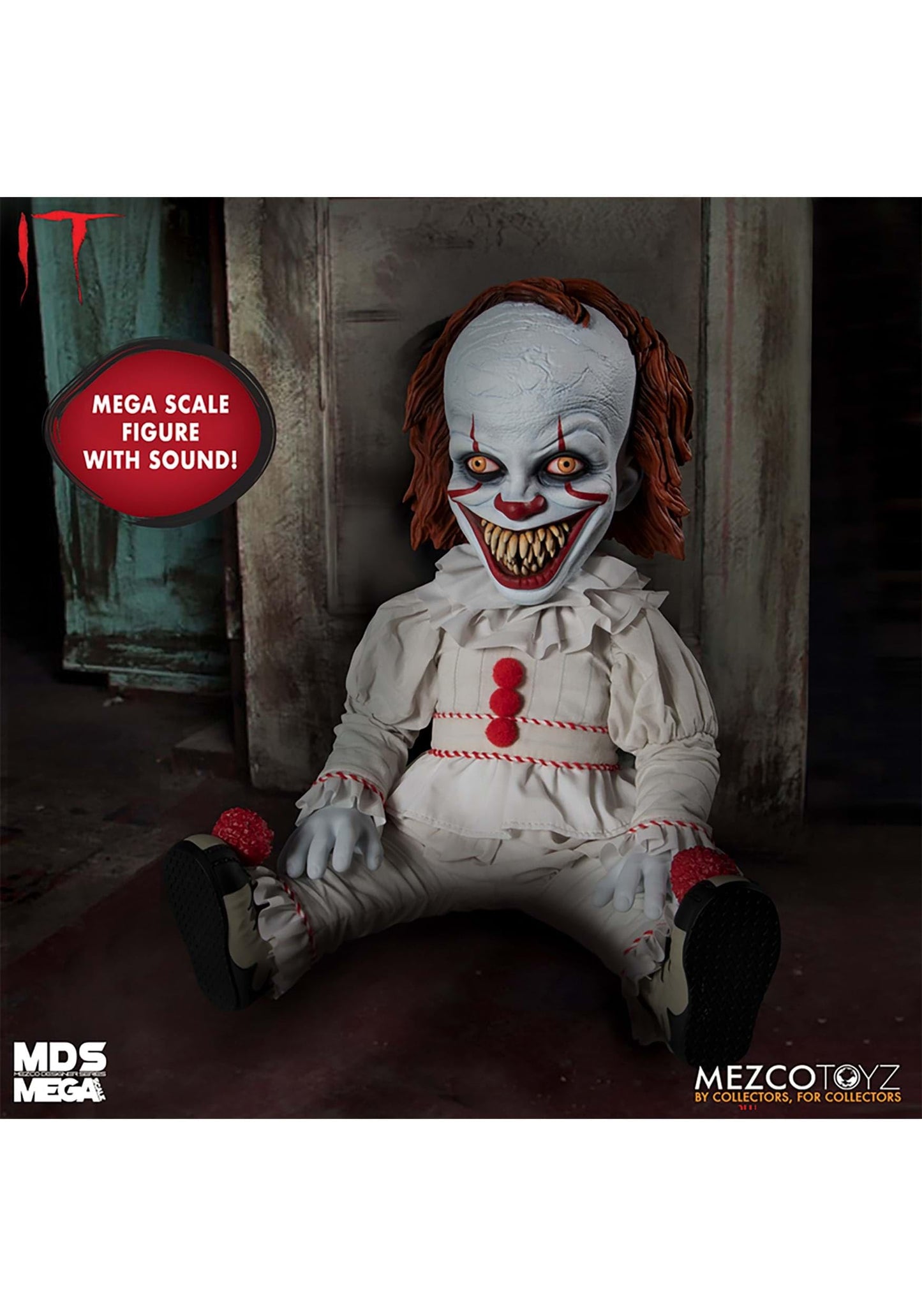Mezco MDS Mega Scale IT Talking Sinister Pennywise Figure, Multi-colored, One Size, Model 43067IT, Plastic Material