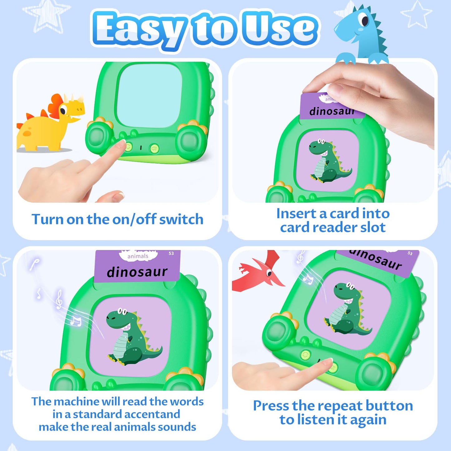 Mindpal Talking Flash Cards, Kids Learning Toys, Speech Therapy Toys, Montessori Learning Educational Present For 3+ Year Old Bo