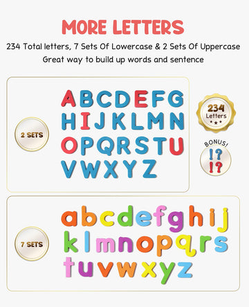 Gamenote Classroom Magnetic Alphabet Letters Kit 234 Pcs With Double - Side Magnet Board - Foam Alphabet Letters For Preschool Kids Toddler Spelling And Learning Colorful Abc Education Fridge Magnets