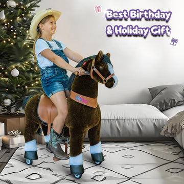 PonyCycle Ride-On Horse Toy for Kids, Chocolate Brown, Size 5 (Ages 7-12), Model Ux521, Plush, No Electricity, 42.5" Height