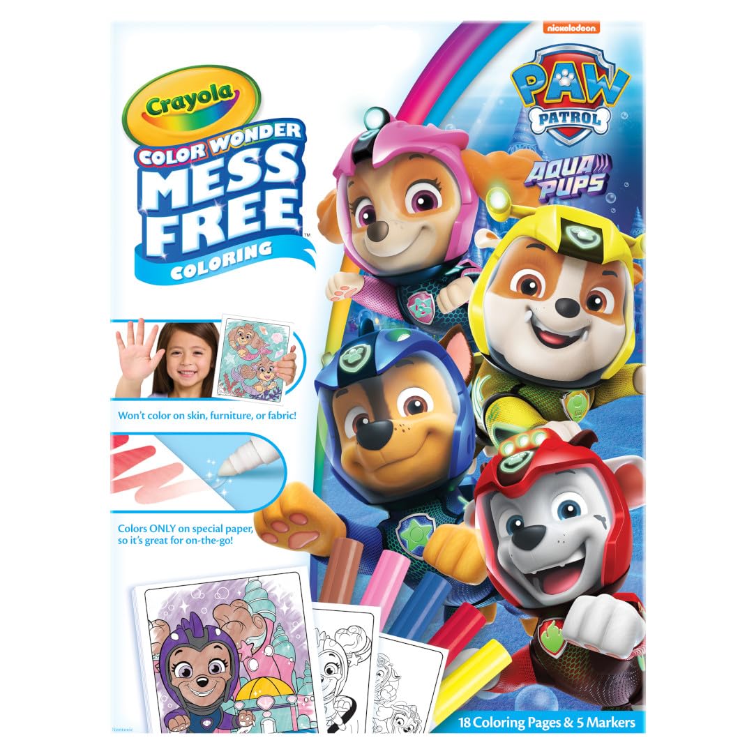 Crayola Paw Patrol Aqua Pups Color Wonder Coloring Set, Mess Free Coloring Pages For Toddlers, Travel Activity, Paw Patrol Toys & Gifts