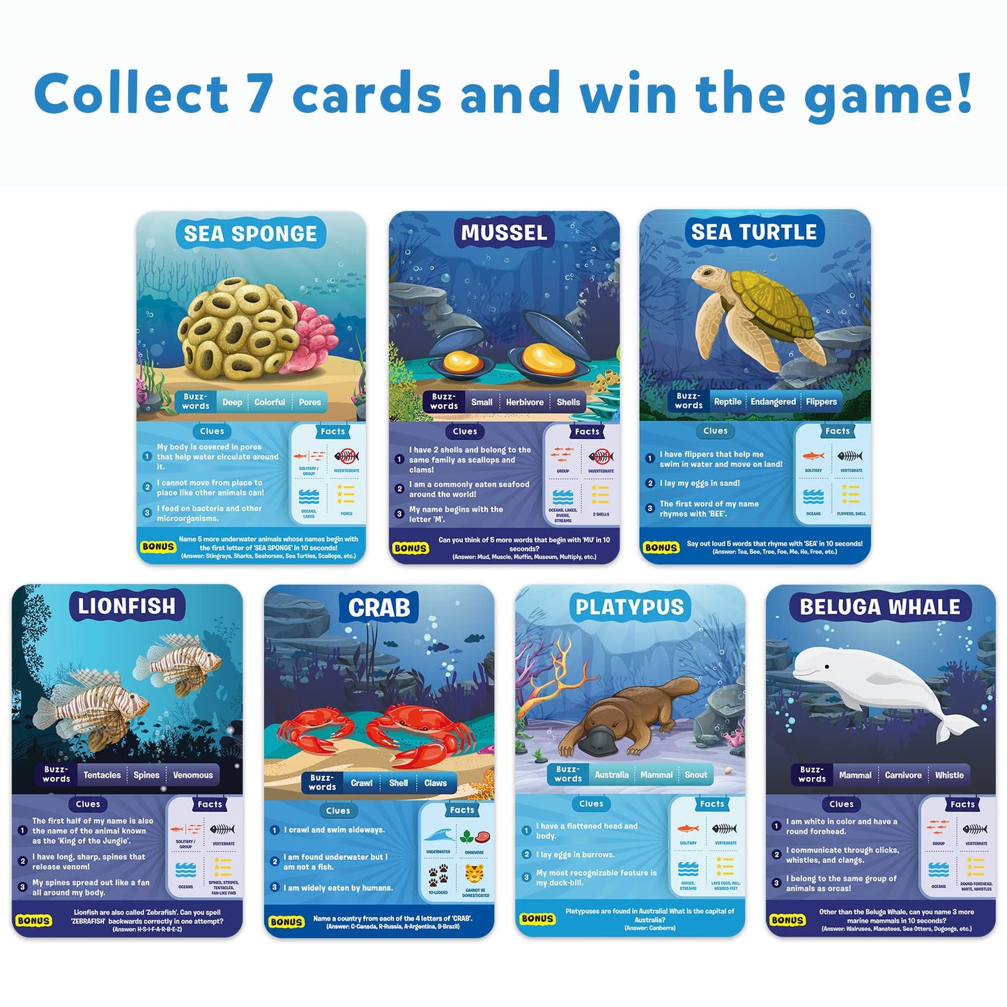 Skillmatics Card Game - Guess in 10 Underwater Animals, Multi Color, Ages 8+, Model SKILL144GUA
