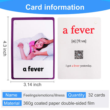 Kids Gifts English Flash Cards Pocket Card Educational Learning Baby Toys For Children Pre-Kindergarten (Feelings/Emotions/Illness)