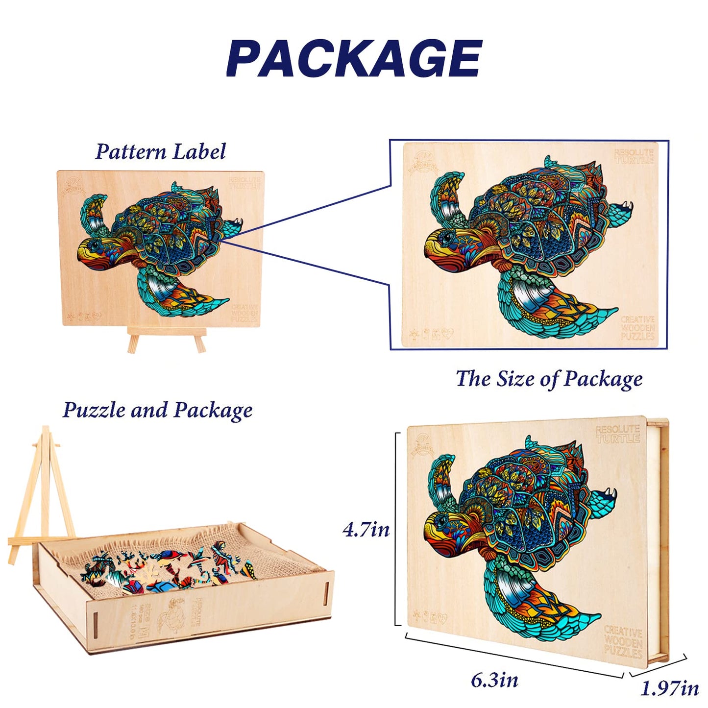 Jigfoxy Wooden Puzzles For Adults, Sea Turtle Wooden Jigsaw Puzzles For Adults Kids, Unique Animal Shape Wood Cut Puzzles For Fr