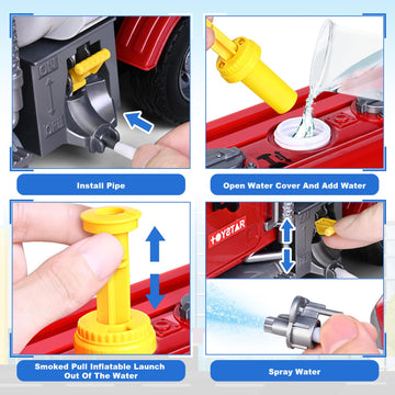 Bstoyder Kids Toys for 3 4 5 6 7 8 Years Old Boys, Large Tanker Truck Toy with Lights, Sounds, Water Pump, Red Toddler Friction