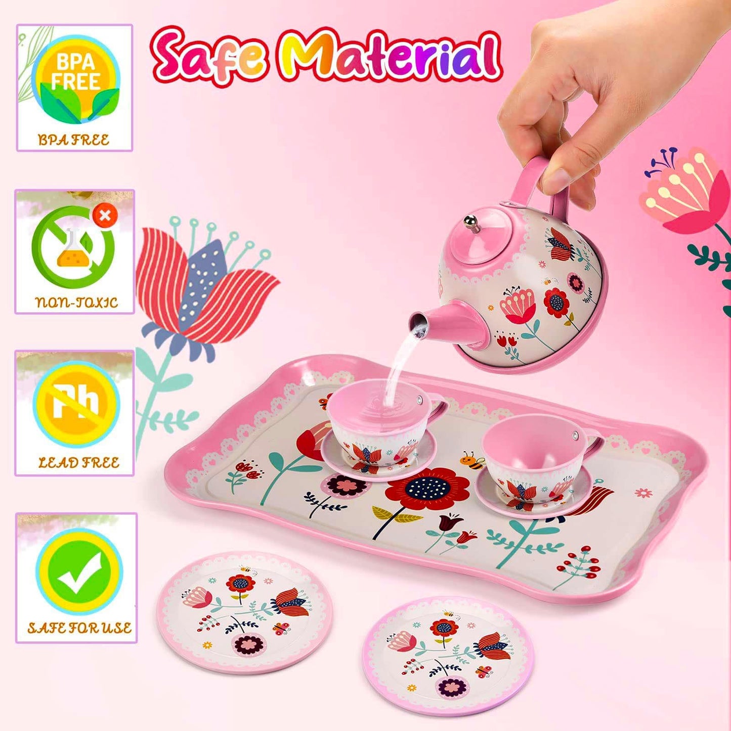 Lajeje Tea Set for Little Girls, Birthday Gift for Age 3 4 5 6 Year Old, Toddler Toys Tea Party Set for Little Girls, Princess K
