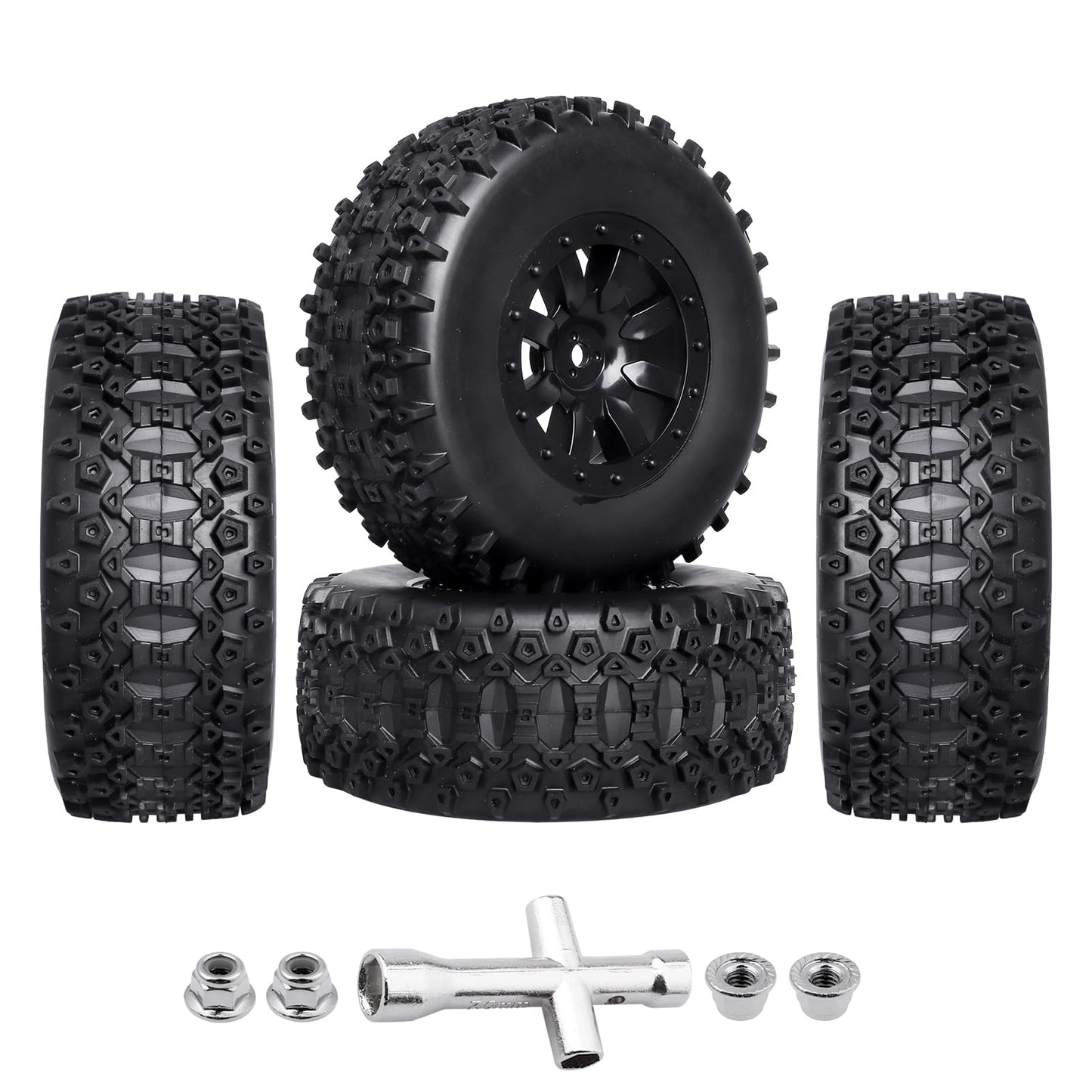 GoHobby Pre-Glued RC SC Tires Wheels for Traxxas Slash 2WD Vxl 4x4 Redcat Blackout XTE TR10, Losi 22S SCT RC Short Course Truck
