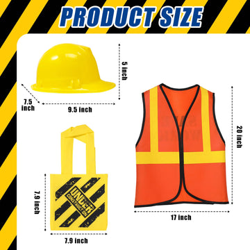 Geyoga 48 Pieces Construction Birthday Party Supplies Construction Party Favor Kids Construction Vest Hat And Bag Costume(Orange, Yellow)