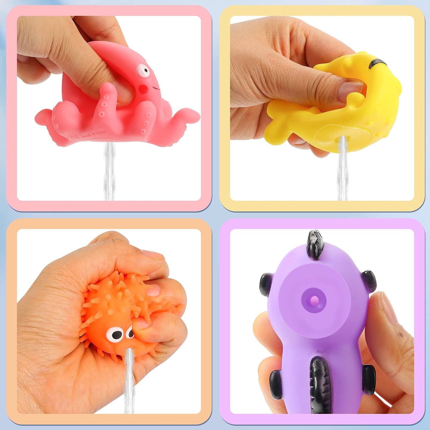 Shindel 16Pcs Bath Toys, Baby Kids Floating Animal Toys Pool Toy Set Fishing Net Clockwork Swimming Toys, Pool Toys For Toddlers Age 2-4 Pool Bath Time For Infant Girls Boys