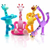Jazoxdmr Light Up Pop Tubes Telescopic Suction Cup Giraffe Toys,Toddler Travel Toys,Animal Fidget Toys Sensory Toys For Kids Wit