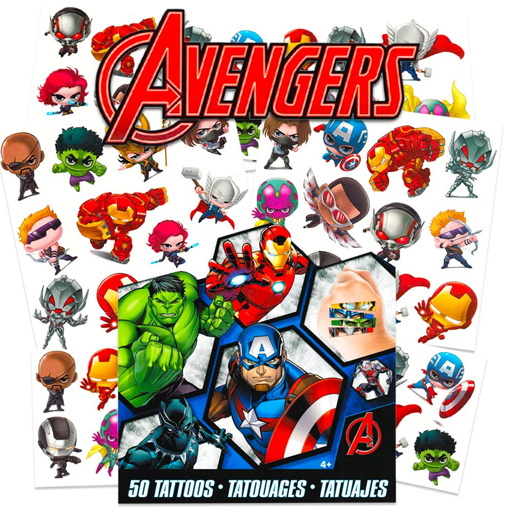 Marvel Avengers Party Favors Super Set ~ Bundle Includes 295+ Avengers Stickers and 50 Avengers Temporary Tattoos for Kids | Mar