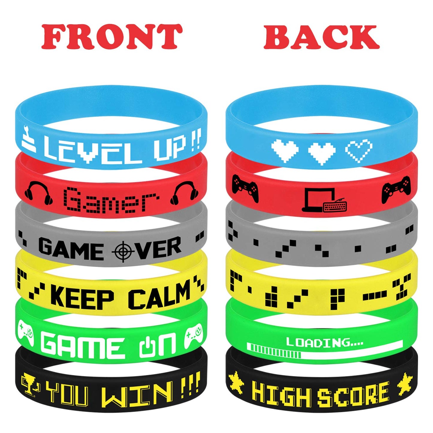 TUPARKA 36 Pcs Video Game Silicone Wristbands Game Party Supplies for Birthday Party Baby Shower Party Favors, 6 Styles