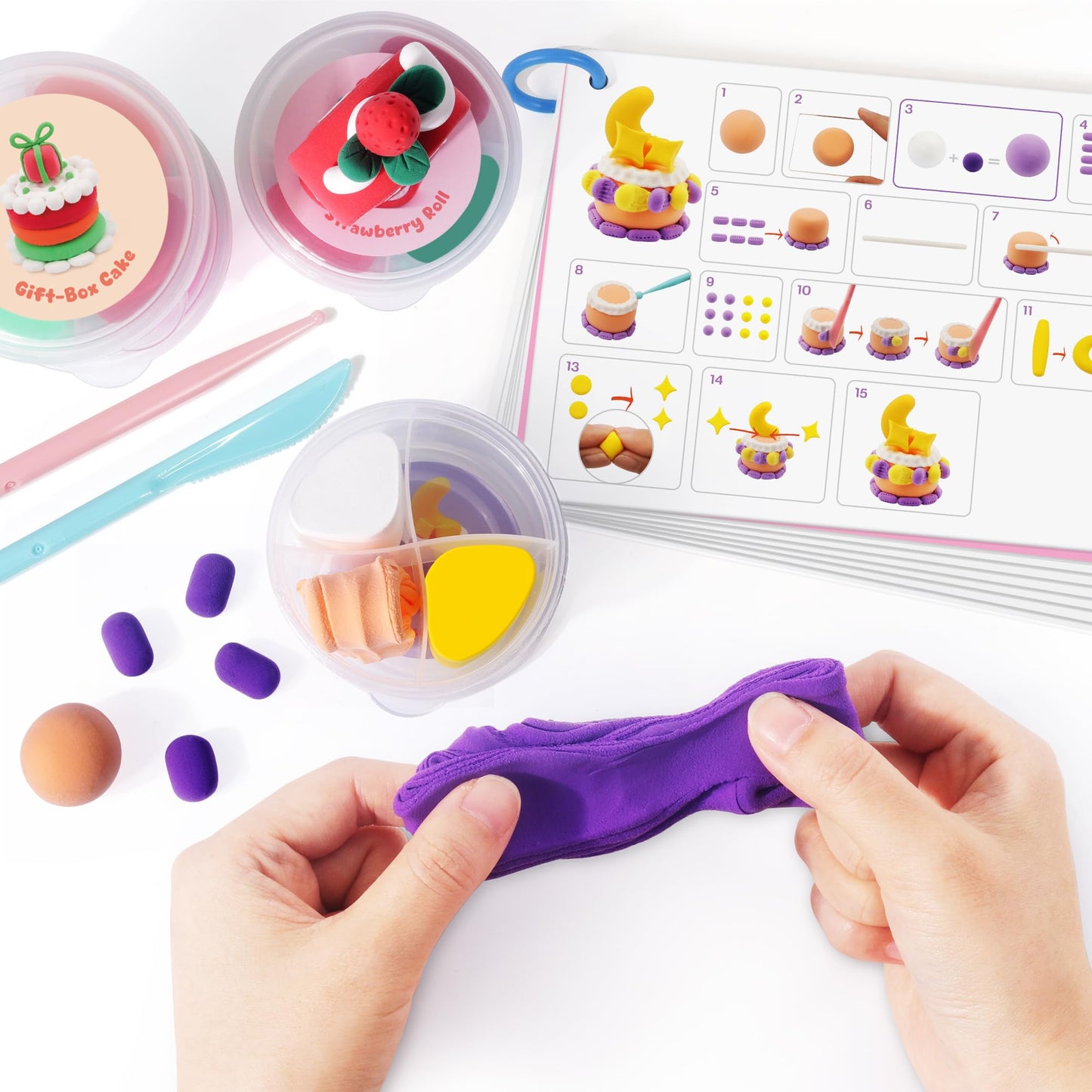 Helsort Air Dry Clay Kit for Kids - 12 Colorful Boxes, Non-Toxic Clay with Tools & Tutorials, Ideal for School Projects & Crafts
