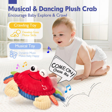 hahaland Musical Dancing Crab Toy for Babies 12-18 Months - Interactive Sensory Crawling Toy, Perfect Easter & Birthday Gift for Boys & Girls