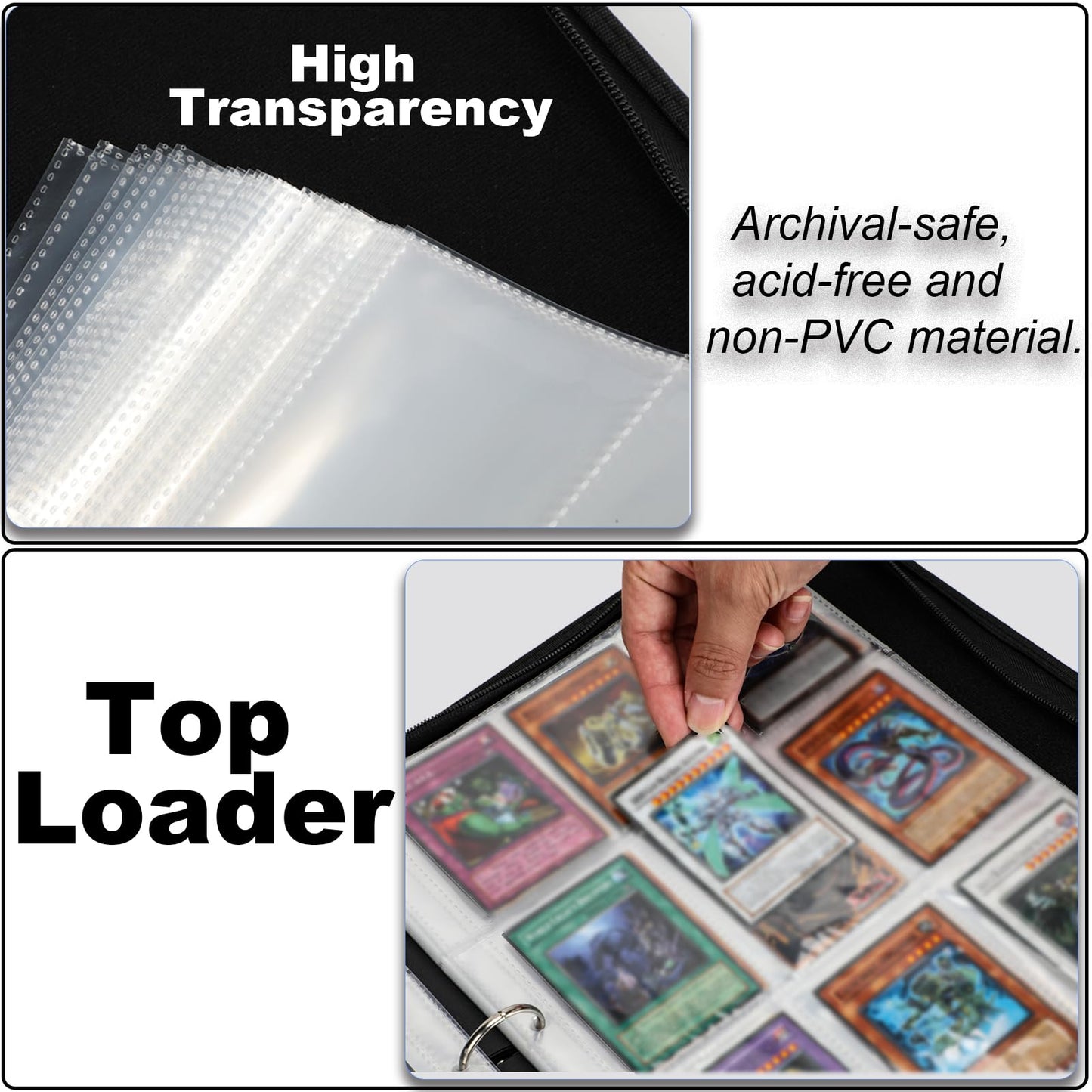 KaylyPro Trading Card Binder for Y-G-O Card 990 pockets Capacity 9 Pocket Card Holder Compatible with TCG Cards and Other Standard Size Cards.