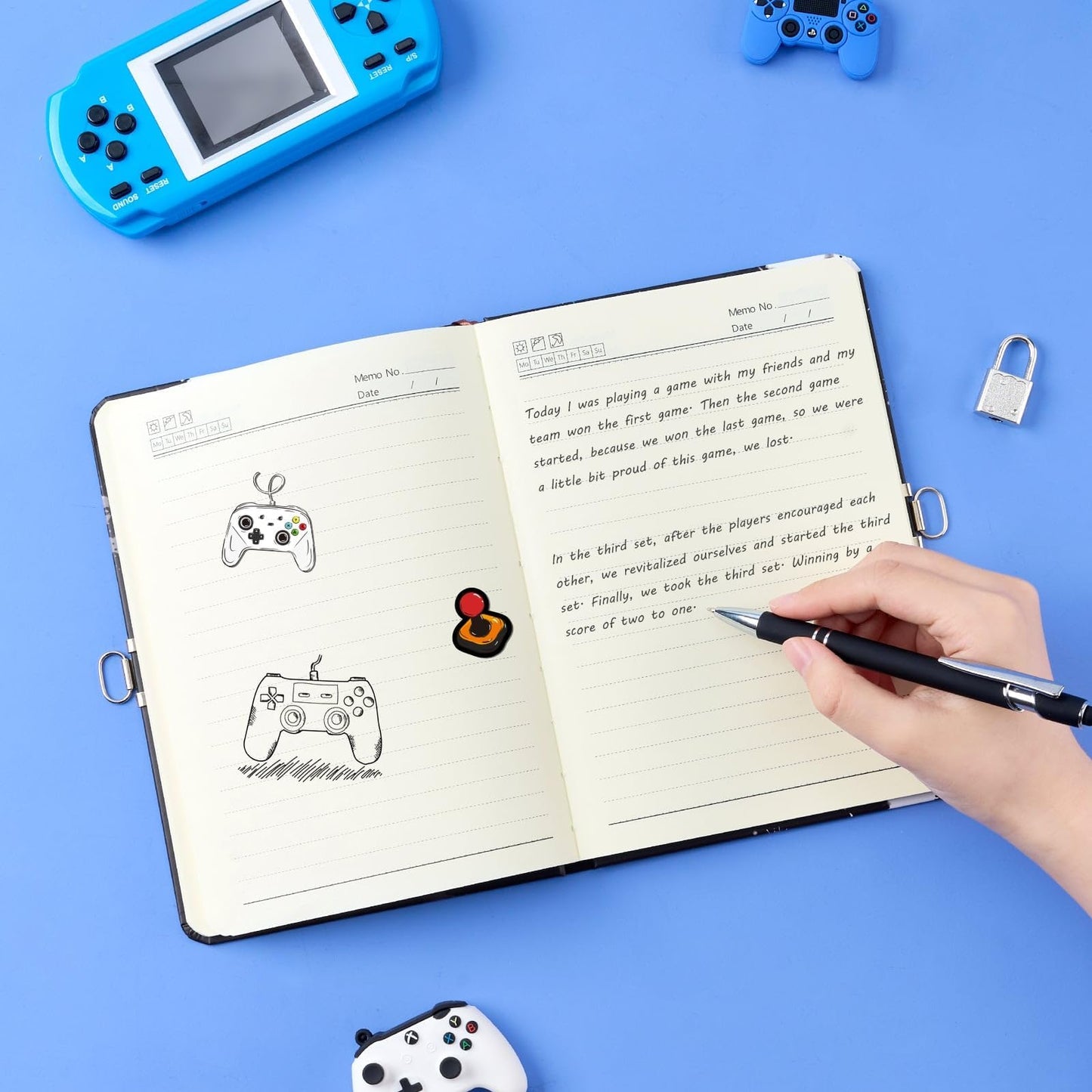Wernnsai Kids Diary For Boys Game Journal - Kids Luminous Journal Boys Video Game Diary, School A5 Lined Memos Writing Drawing Notepad With Lock And Keys, Gaming Notebook Birthday Christmas Gift