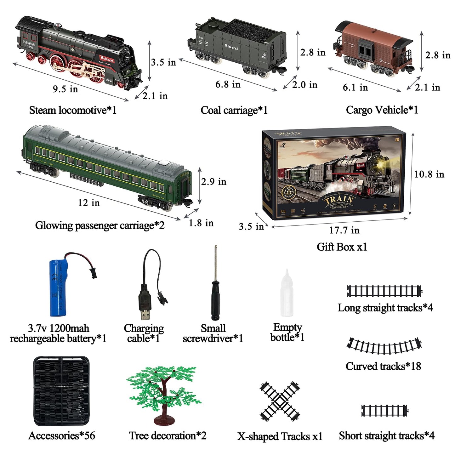 Hitish Train Set For Kids, Electric Train Toys With Realistic Light Sounds Smoke, Christmas Train Model Gifts For Toddlers Boys