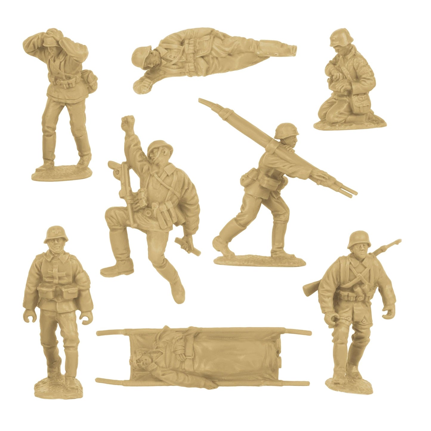 Bmc Cts Ww2 German Assault & Medics Plastic Army Men - 24Pc Tan Soldier Figures