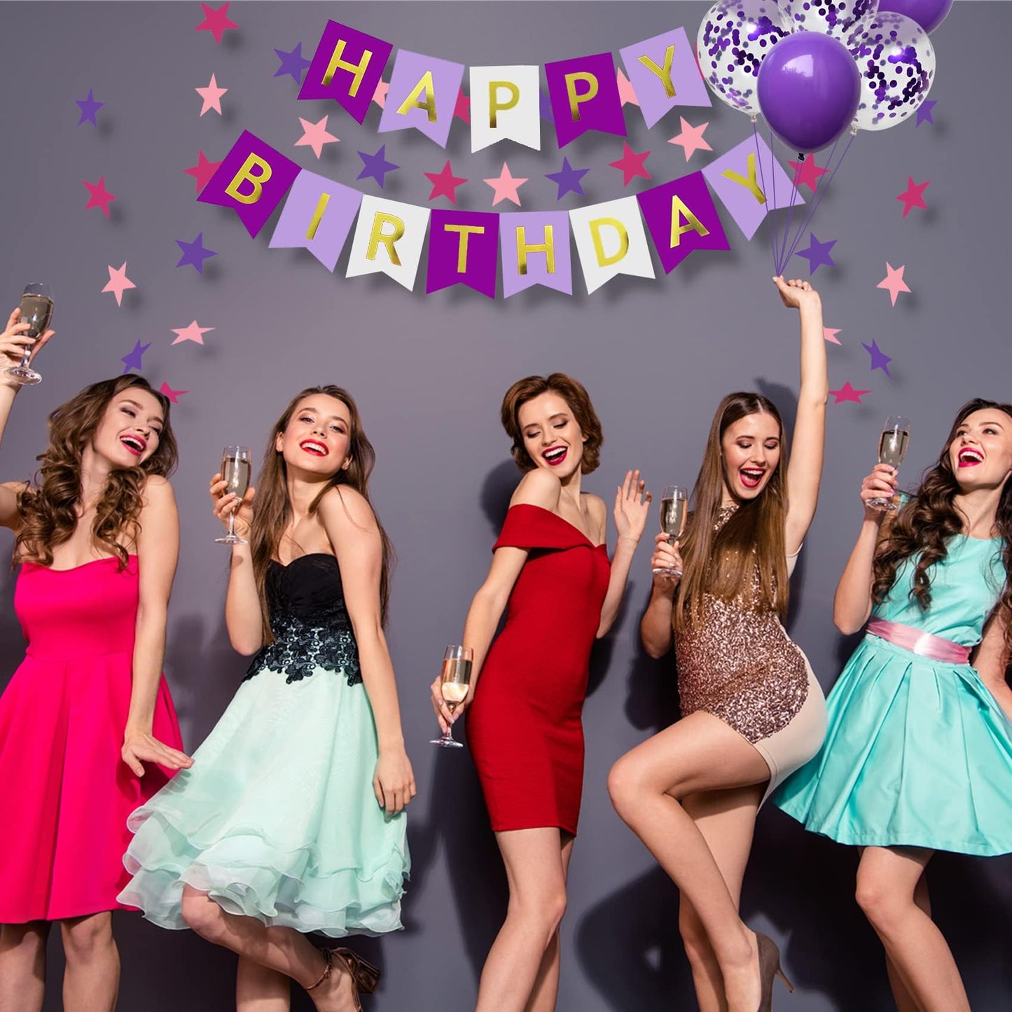 Naninuneno 10Th Birthday Decorations For Girls, Purple 10 Happy Birthday Balloons Supplies Including Purple Happy Birthday Banne