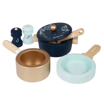 Le Toy Van - Educational Wooden Pretend Kitchen Honeybake Pots and Pans Cooking Set Play Toy | Kids Role Play Toy Kitchen Access