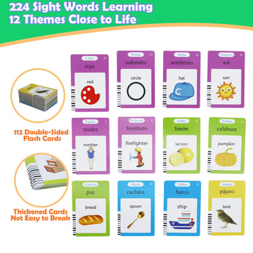 Mayaphilos Spanish And English Talking Flash Cards, 224 Sight Words Learn Spanish For Kids, Audible Educational Interactive Auti