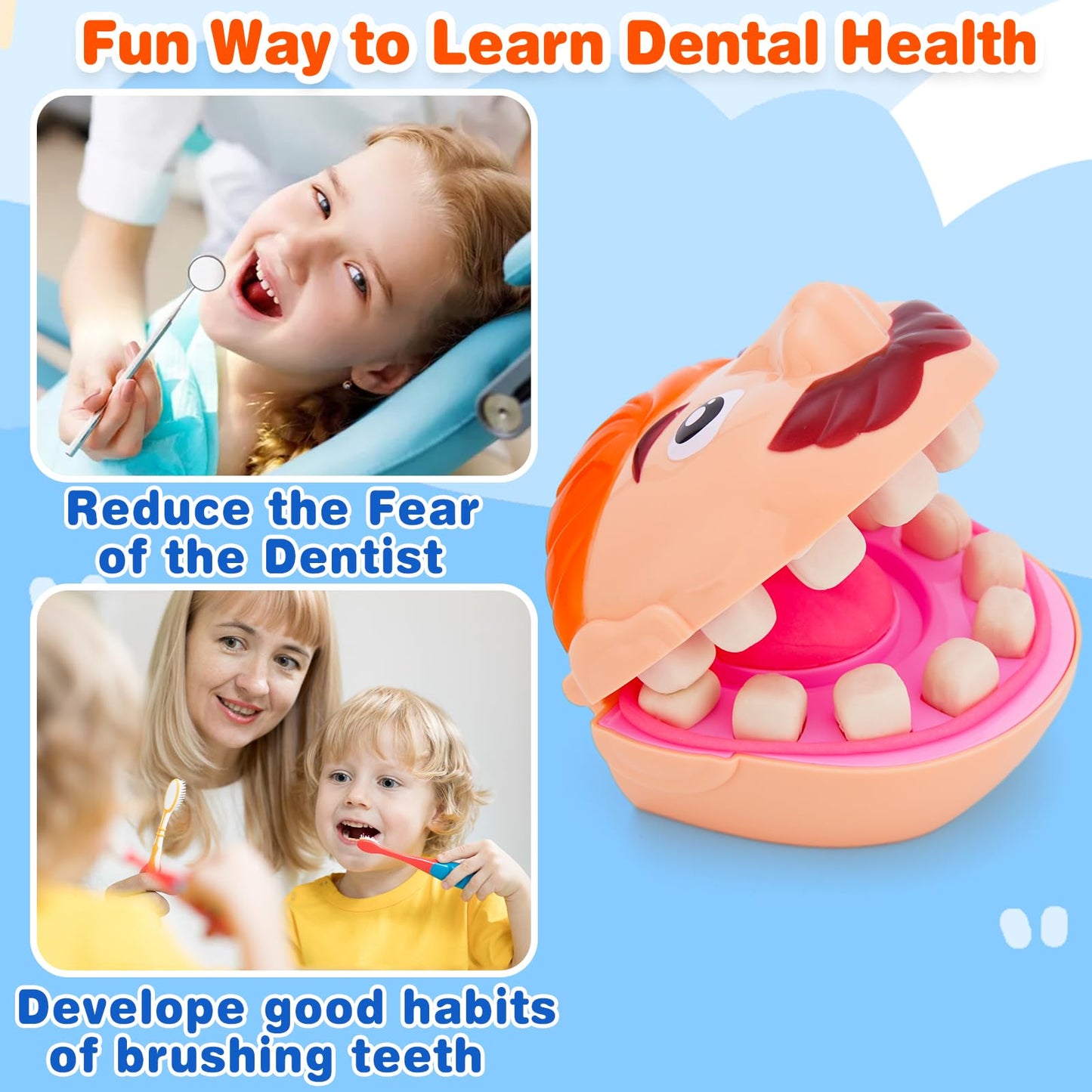 Crelloci Dentist Color Dough Set, Dental Tools Kit Drill and Fill, Doctor DIY Playset Toys for Kids Toddlers 3 Years and Up, Art