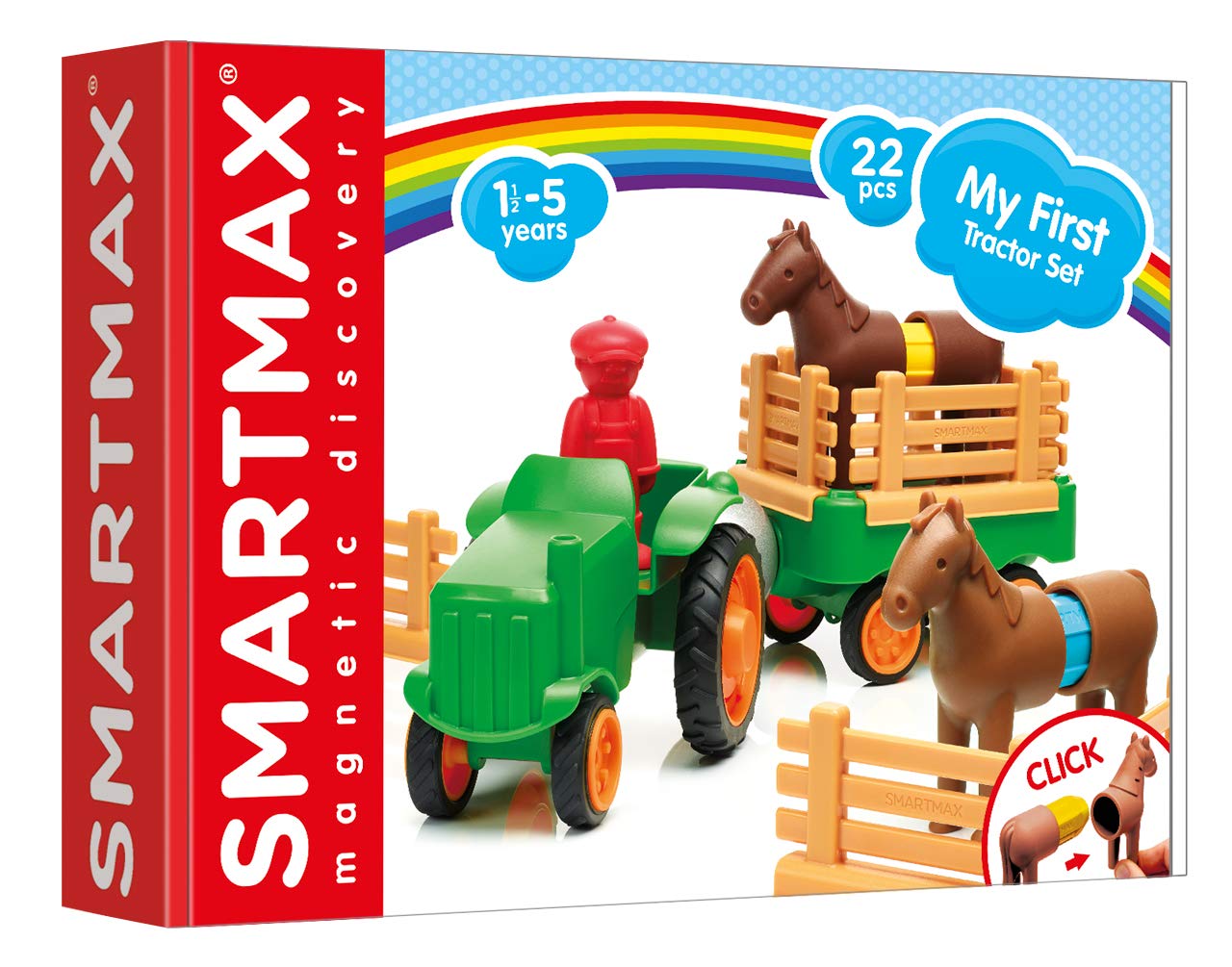 Smartmax My First Farm Tractor Stem Magnetic Discovery Play Set With Moving Tractor For Ages 1-5