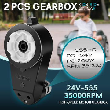 2PCS 24 Volt RS555 35000 RPM High-Speed Motor Gearbox for Power Wheels Motor Upgrade, Pair of 24V Replacement Parts for Ride On