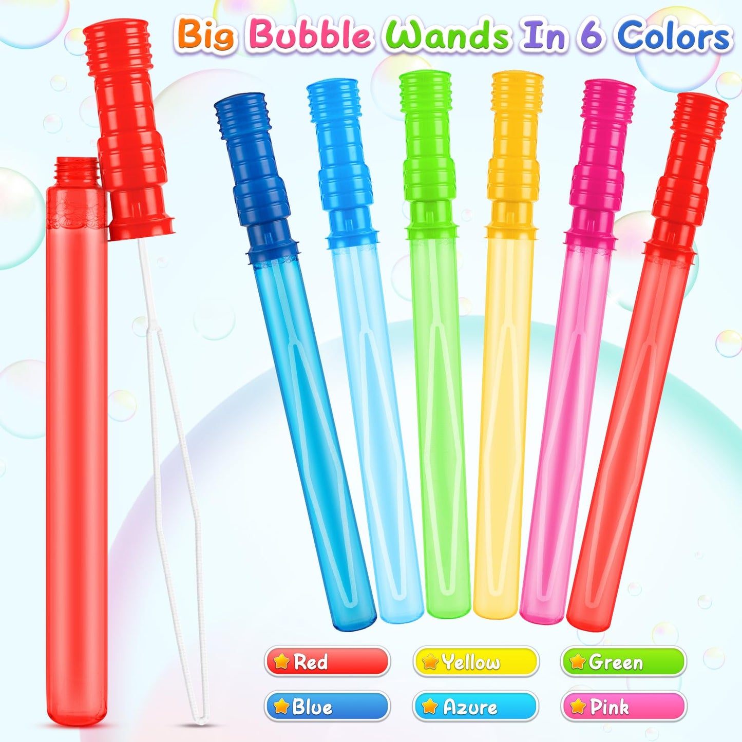 V-Opitos 24 Pack 14.6 Big Bubble Wands In 6 Colors, Bulk Party Favors For Kids, Ideal For Easter, Summer, Halloween, Valentin