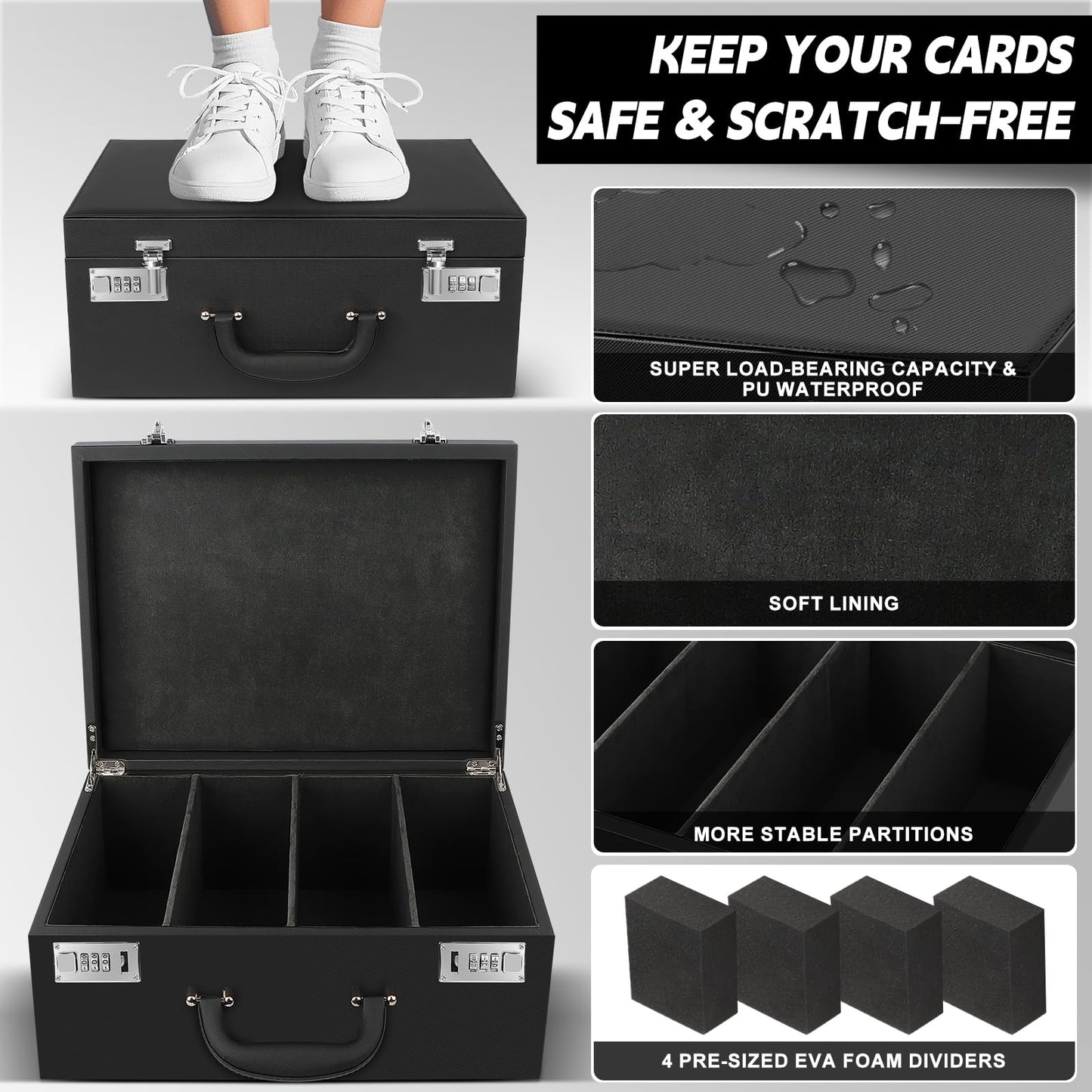 Aobople Graded Card Storage Box,Holds 136+ Psa/Gma Slab Or 632+ Toploaders,4 Row Psa Slab Case For Graded Cards Fits 3''X4'' 35P