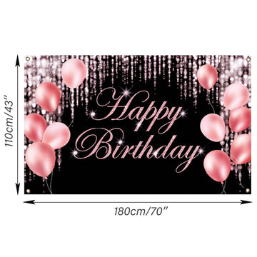 Pink Happy Birthday Decoration Pink Birthday Banner Backdrop Large Happy Birthday Yard Sign Background It'S My Birthday Backdrop Baby Shower Party Indoor Outdoor Decorations Supplies For Women Girls