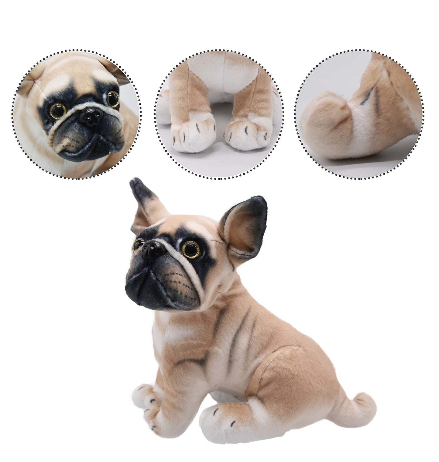 Yonlit Lifelike French Bulldog Stuffed Animal Animated Plush Puppy Toy Doll Super Realistic Dogs Act Like Real Excellent Gifts For Kids Birthday Party Dog Collection 9 Inches (Sitting Bulldog)