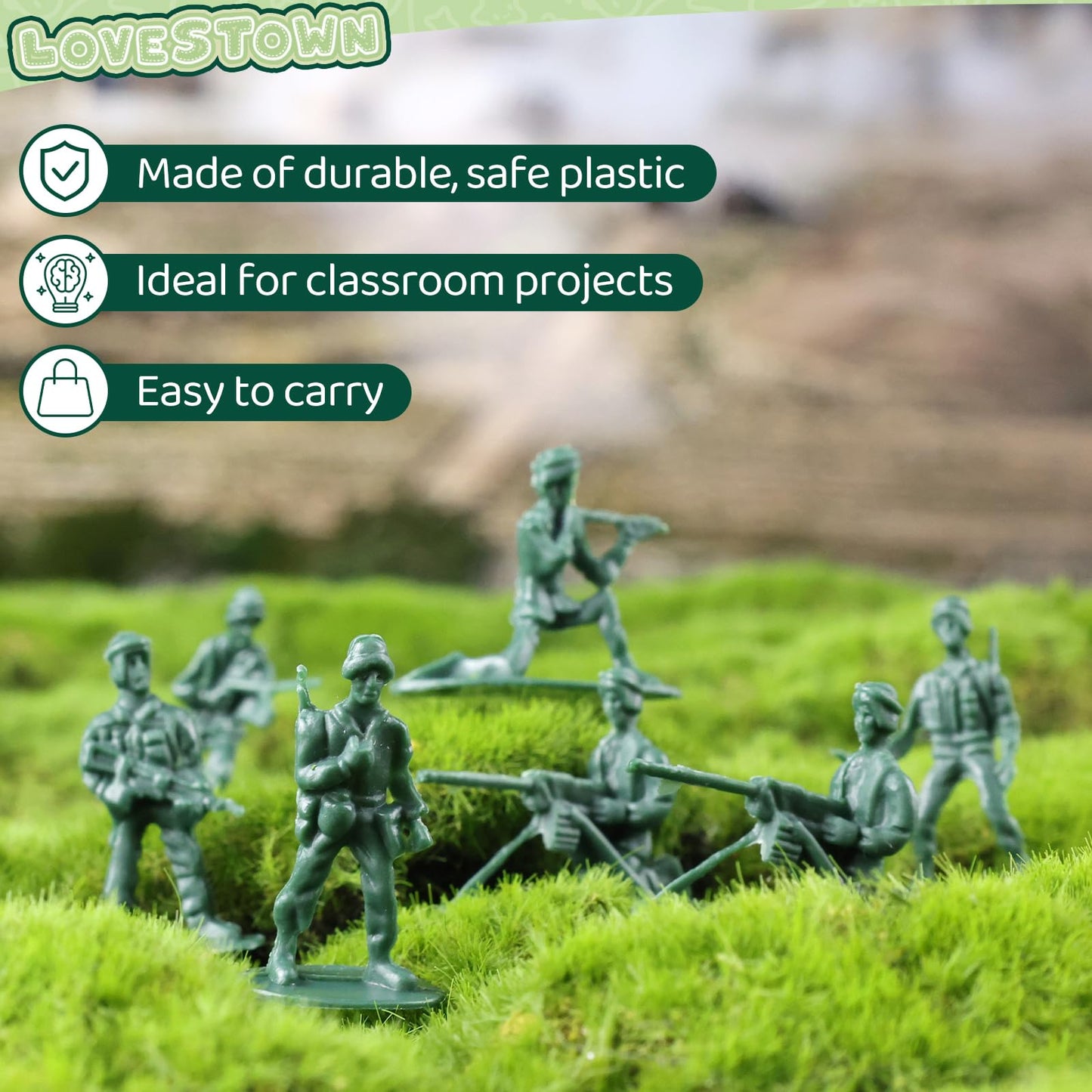 Lovestown 200Pcs Army Men Toy Soldiers, Green Soldier Figures Plastic Army Men Playset 10 Poses For Boys Birthday Gift