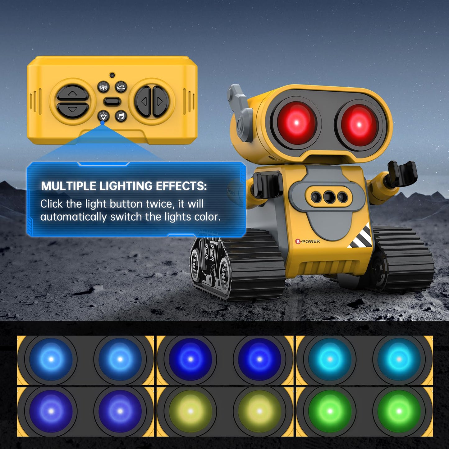 Hamourd Robot Toys for Kids, Remote Control Robot with Auto-Demo, Gesture Sensing, and Multiple Eye Light Auto Modes, Flexible A