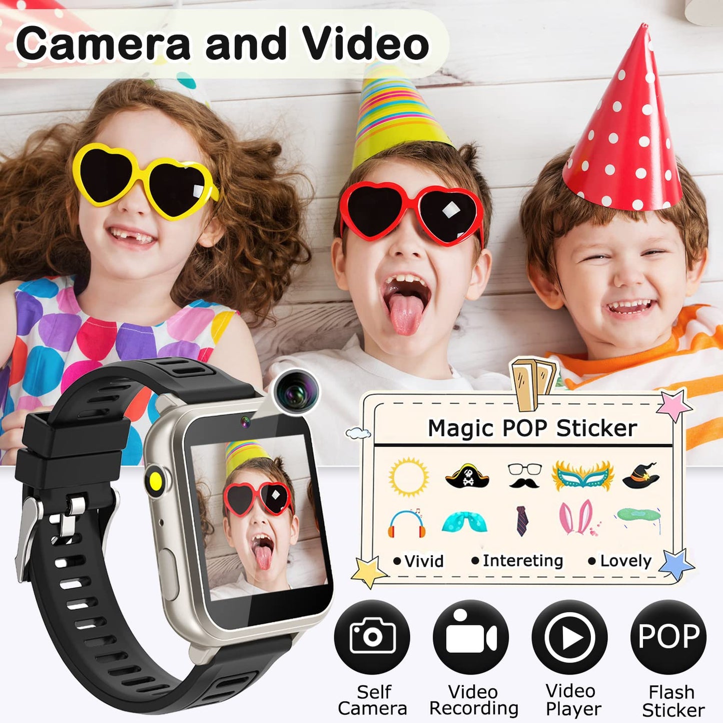 Kids Game Smart Watch For Kids With 24 Puzzle Games Hd Touch Screen Camera Video Music Player Pedometer Alarm Clock Flashlight 12/24 Hr Kids Watch Gift For 4-12 Year Old Boys Girls Toys For Kids