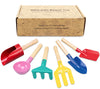 WEILAIDI Beach Toys,6 Pcs Children Beach Sand Toys,8'' Kids Gardening Set Metal Garden Tools with Sturdy Wooden Handle,Safe Kids