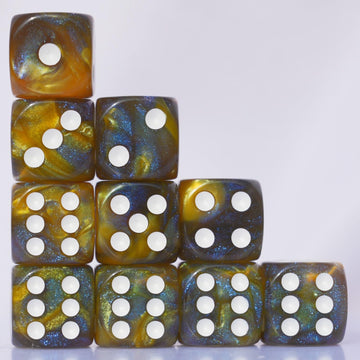 10 Pc D6 Dice 16Mm Acrylic Dice Set For Rpg Mtg Dnd Dice Table Games And Board Games (Brown + Blue)