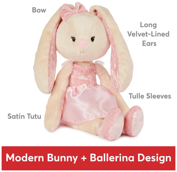 GUND Curtsy Ballerina Bunny Plush Stuffed Animal, Pink, 15", Cream Plush Fur, Ages 1+