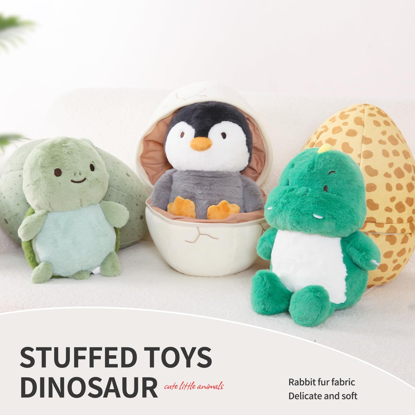 13 Inch Dinosaur Egg Stuffed Animal, Surprise Zip-Up Egg Hideaway Tyrannosaurus Rex Plush, Cute Stuffed Toys For Boys And Girls