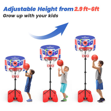 Eaglestone Kid Basketball Hoop Indoor With Led Lights & Scoreboard,Toddler Basketball Hoop Adjustable Height 2.9Ft-6Ft, Mini Hoop Outdoor With 3 Balls,Basketball Toy Gifts For 3-12 Year Old Boys Girls