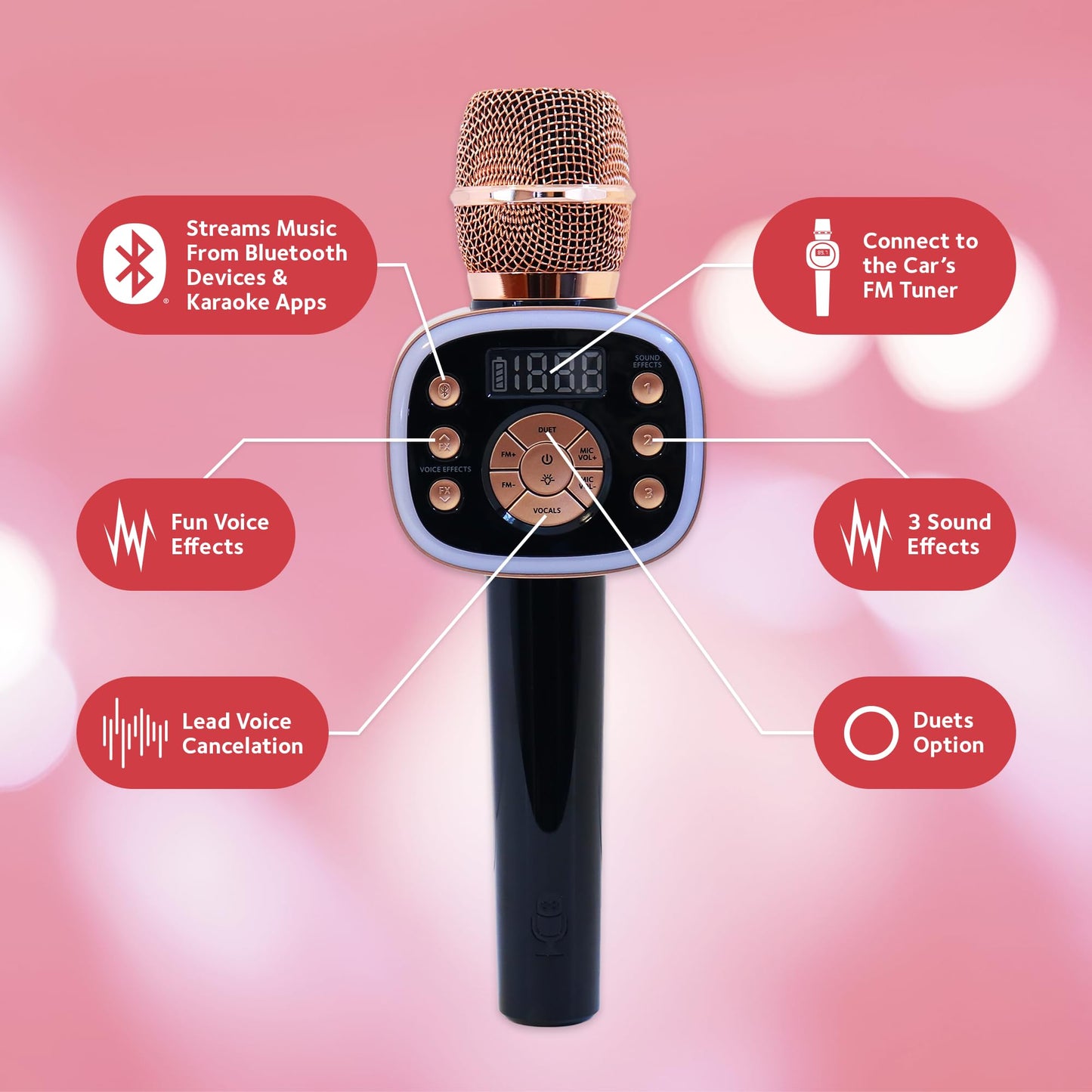 Carpool Karaoke Machine For Kids & Adults, Carpool Karaoke The Mic 2.0 - Wireless & Bluetooth Karaoke Microphone With Voice Chan