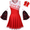 Grajtcin Girls Cheerleader Costume Dress For Kids Halloween Costume 13 Years Cheer Uniform Cheerleading Outfit (160,Red)