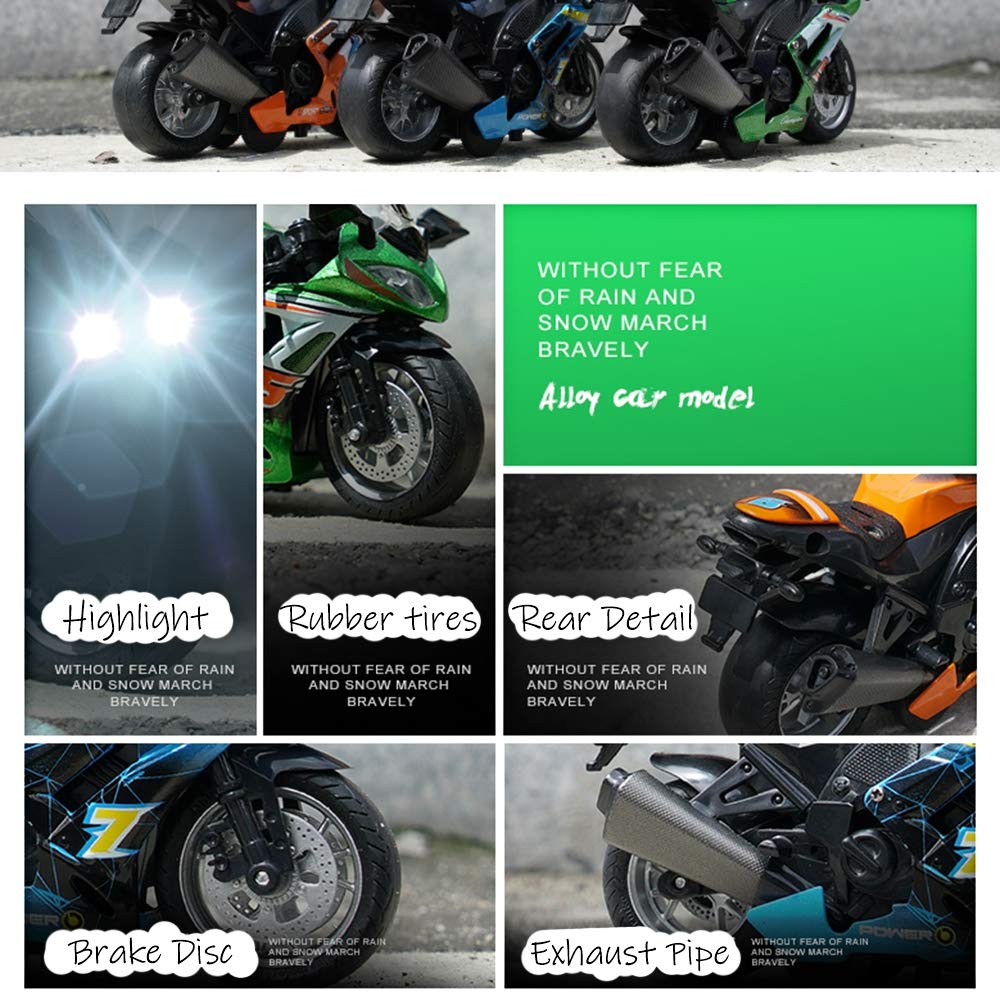 Gilumza Pull Back Motorcycle Toys, Tiny Gift With Music Lighting, Race Motorcycles Toy For Boys Kids Age 3 4 5 6 7 8 Year Old (B
